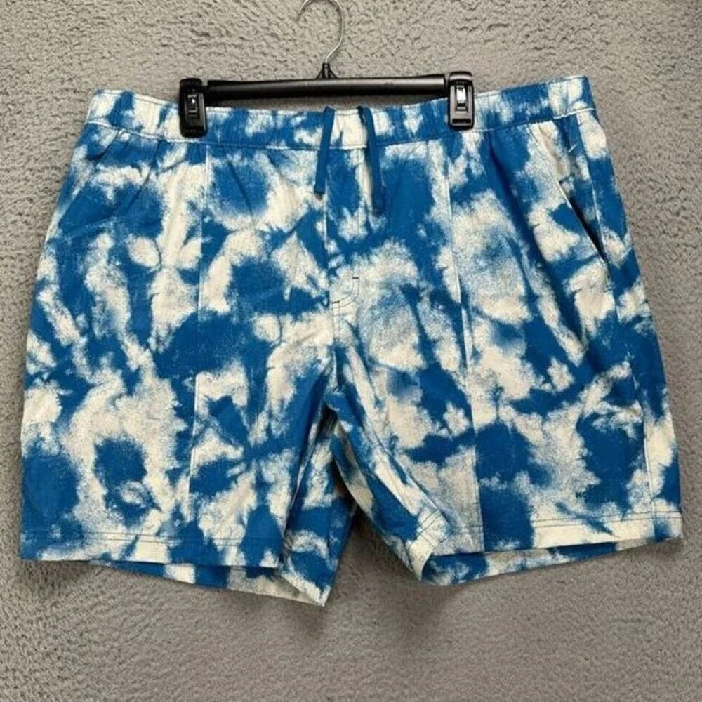 The Noth Face Swim Trunks Adult 2XL Blue Tie Dye Board Shorts Drawstring Men NEW